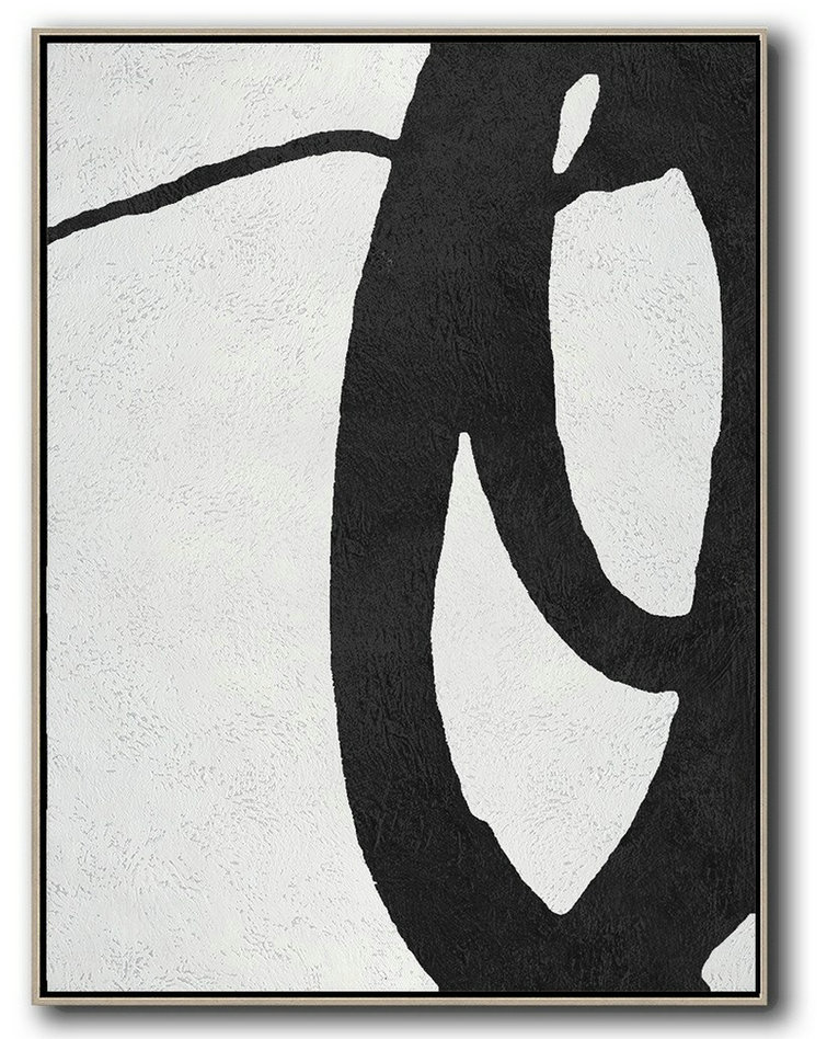 Black And White Minimal Painting On Canvas,Abstract Artwork Online #D0C5